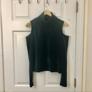 NWT Zara Dark Green/Turquoise Velvet Top